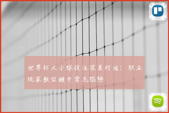 世界杯大小球投注深度对话:职业玩家教你避开常见陷阱